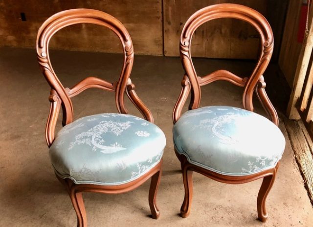 Antique Upholster Sweetheart Chairs